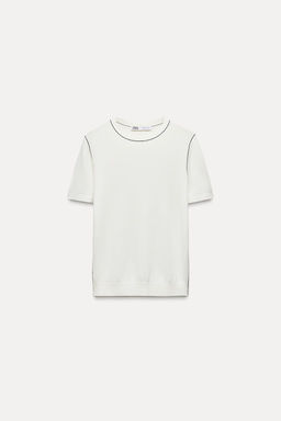 PLAIN KNIT TOP WITH CONTRAST TRIMS - Zara фото 13