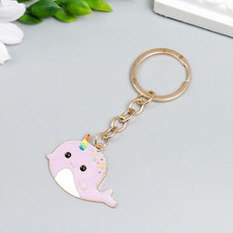 Брелок металл, эмаль "Китёнок-единорог" 8,3х3,5 см