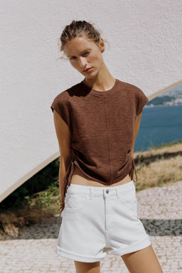 CAMISETA R?STICA FRUNCES / Marr?n - Zara фото 3