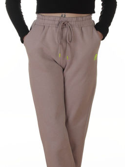 2617 GRAY/BEIGE Брюки спортивные утепленные женские (85% хлопок, 10% полиэстер, 5% спандекс)