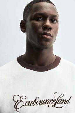 CONTRAST SLOGAN RIB T-SHIRT - Zara фото 5