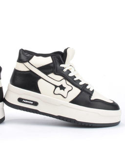 05-P84-1Z WHITE/BLACK Кроссовки женские зимние (натуральная и искусственная кожа, шерсть)