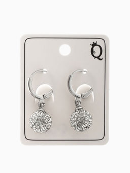 Серьги со стразами Шамбала сияние, белые в серебре