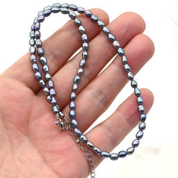 Жемчужные бусы овал 6*8мм цвет розовый, 41см Радуга камня  фото 6