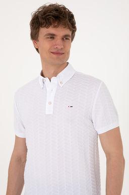 Erkek Slim Fit Polo Yaka Beyaz Dokulu Ti__rt Sepette S_rpriz _ndirim - U.s. polo assn фото 2