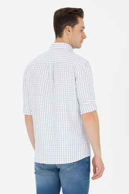 U. S. Polo Assn Мужская темно-синяя белая рубашка в клетку - U.s. polo assn фото 5