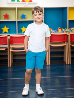 Детские шорты бирюзовые (голубые) 403 (140, 72)