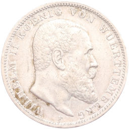 Монета 3 марки 1909 года F Германия (Вюртемберг)