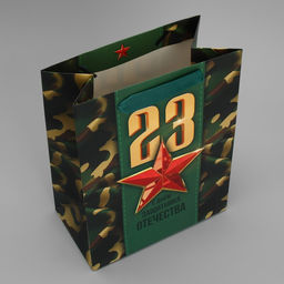 Цена за 2 шт. Пакет подарочный ламинированный, упаковка, С 23 февраля, MS 18?23?10 см