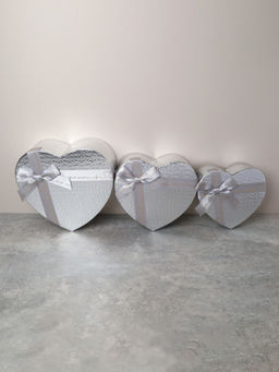 Коробка подарочная Сердце 3 штуки 22х20х9 см / 3405-03 /уп 36/серебро - ГалеонТрейд фото 4