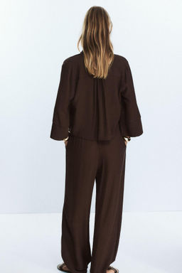 COTTON GAUZE WIDE-LEG TROUSERS - Zara фото 3