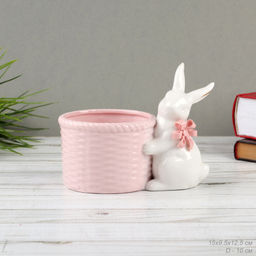 Фигурка кашпо розовое Кролик / 19083-2P /уп 24/