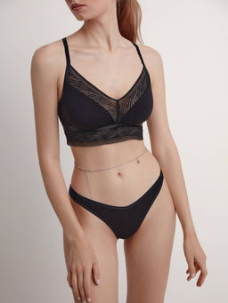 CONTE Zebra LBE 1351 Бюстье из анималистичного кружева и хлопка black