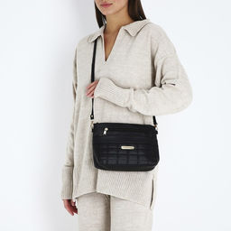 Сумка женская кросс-боди на молнии, 24×6×17 см, чёрная