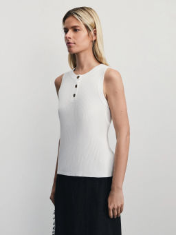 Майка из вискозы в рубчик / Zarina  фото 4