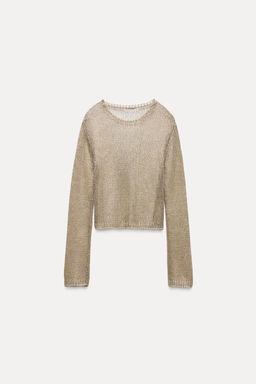 METALLIC THREAD MESH JERSEY TOP - Zara фото 7
