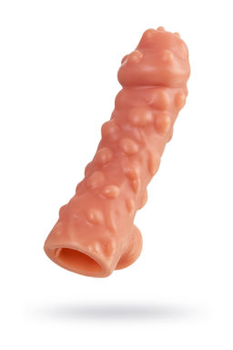 Насадка реалистичная KOKOS COCK SLEEVE 003-L с дополнительной стимуляцией, TPE, телесная, 17.6 см