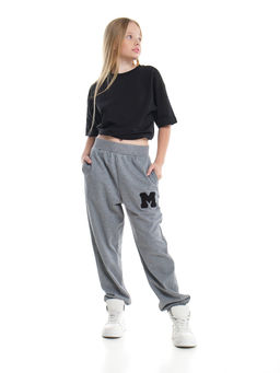 Брюки спортивные с эмблемой 22-7611 светло-серый меланж - Mini maxi фото 9