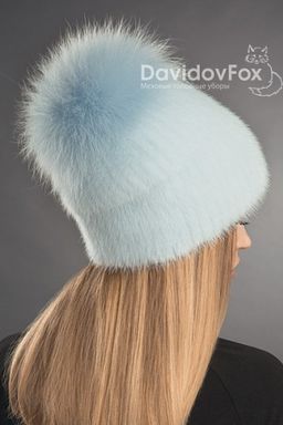 Шапка Буратино норка голубая