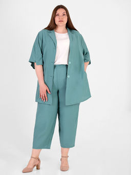 Костюм больших размеров женский бирюзовый летний