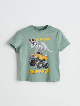 Bisiklet Yaka Bask?l? Erkek ?ocuk Ti??rt