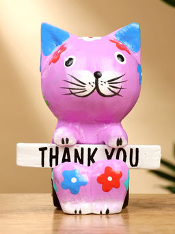 Сувенир «Кот с табличкой WELCOME», 8×5×10 см, дерево, сиреневый
