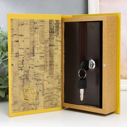 Шкатулка книга-сейф «Чёрный кот с ландышами в вазе», дерево, искусственная кожа, 21×13×5 см