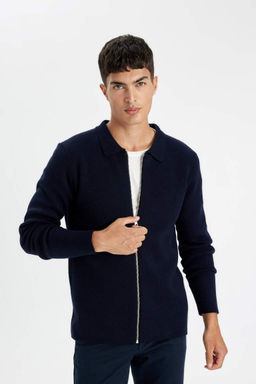 Кардиган стандартного кроя с воротником-поло - Defacto фото 3