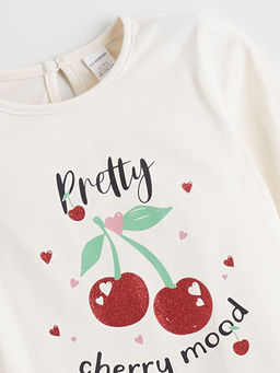 Bisiklet Yaka Bask?l? K?z ?ocuk Ti??rt