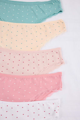 Pembe-Cok Renkli 5li Suprem Kalp Desenli Brazilian Kulot THMSS26KU00023