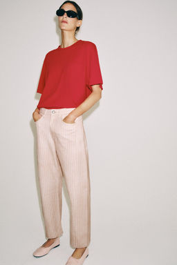 JEANS ZW COLLECTION ANKLE RELAXED RECTOS TIRO MEDIO RAYAS / Rosa - Zara фото 5
