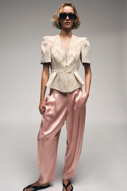BLAZER PEPLUM JACQUARD / Crudo / Beige
