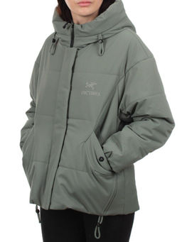 282 GRAY/GREEN Куртка зимняя облегченная женская (верблюжья шерсть)