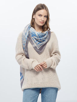 Платок жен. шелк+шерсть+мод 120х120 BL16-8277-03 - Eleganzza фото 4