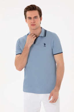 Erkek Slim Fit Polo Yaka Mavi Ti__rt Sepette S_rpriz _ndirim