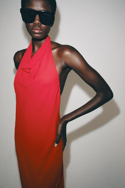 VESTIDO HALTER ZW COLLECTION / Rojo claro - Zara фото 4
