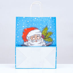 Цена за 5 шт. Пакет бумажный подарочный новогодний крафт Дедушка мороз 22?12?27 см