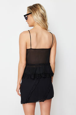 Siyah Regular/Normal Kal?p Tul Baglama Detayl? Ask?l? Esnek Orme Bluz TWOSS24BZ00078 - Trendyolmilla фото 6