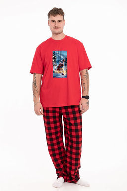 Футболка с новогодним принтом М125140Пк красный