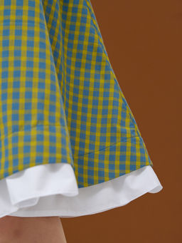 Платье хлопок OD-799-1 клетка желто-голубая OD-799-1