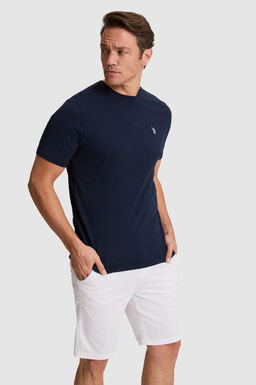 Erkek Lacivert Regular Fit Bisiklet YakaTi__rt