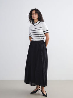 Dik Yaka ?izgili Kad?n Triko Kazak