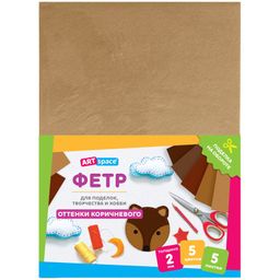 Цветной фетр ArtSpace А4 5л. 5цв., 2мм (Фц5_38054) оттенки коричневого