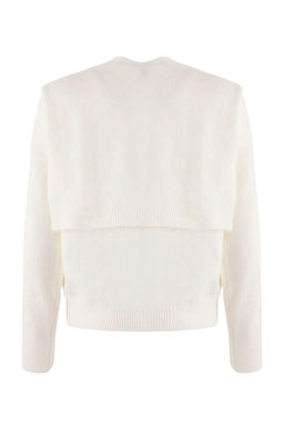 Ekru Yumusak Dokulu Genis Kal?p Sall? Triko Kazak TWOAW26KZ00166