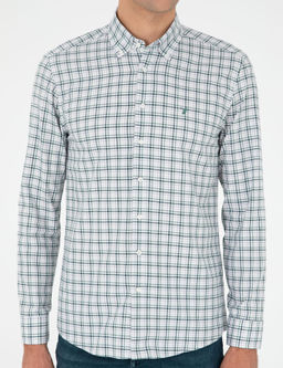 Haki Slim Fit Pamuklu Kareli G_mlek