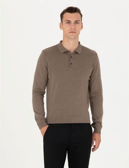 Vizon Melanj Slim Fit Polo Yaka Basic Triko Kazak