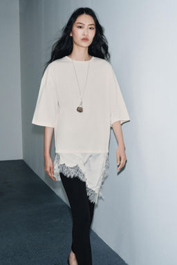 CONTRAST LACE T-SHIRT - Zara фото 11