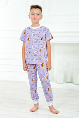 Пижама подростковая из футболки и брюк из кулирки Фламинго
