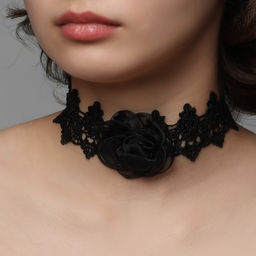 Чокер Танго цветок в ажуре, цвет чёрный, 30см