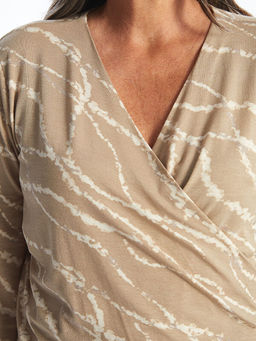 Kruvaze Yaka Desenli Kad?n Bluz